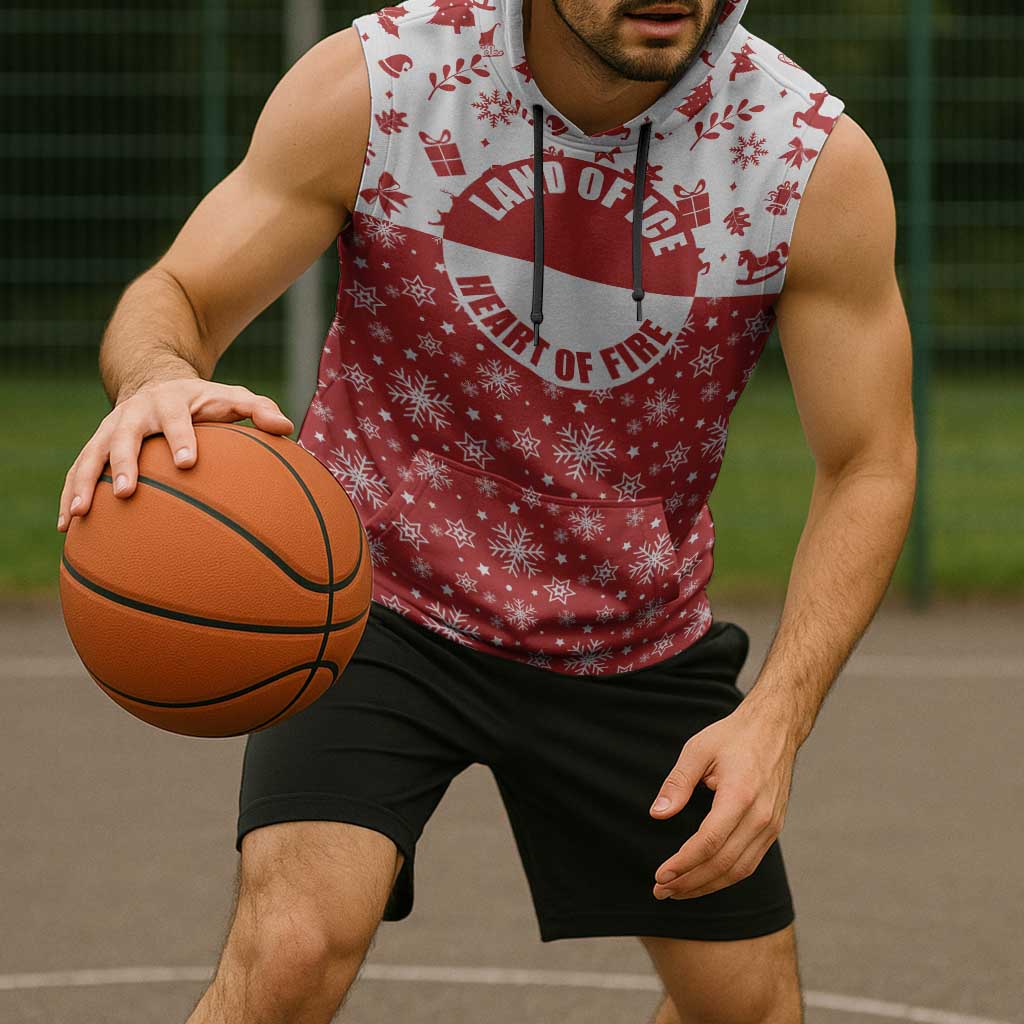 Greenland Christmas Sleeveless Hoodie Land of Ice Heart of Fire - Wonder Print Shop