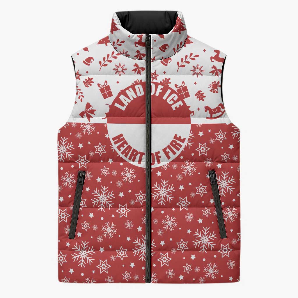 Greenland Christmas Sleeveless Puffer Jacket Land of Ice Heart of Fire - Wonder Print Shop