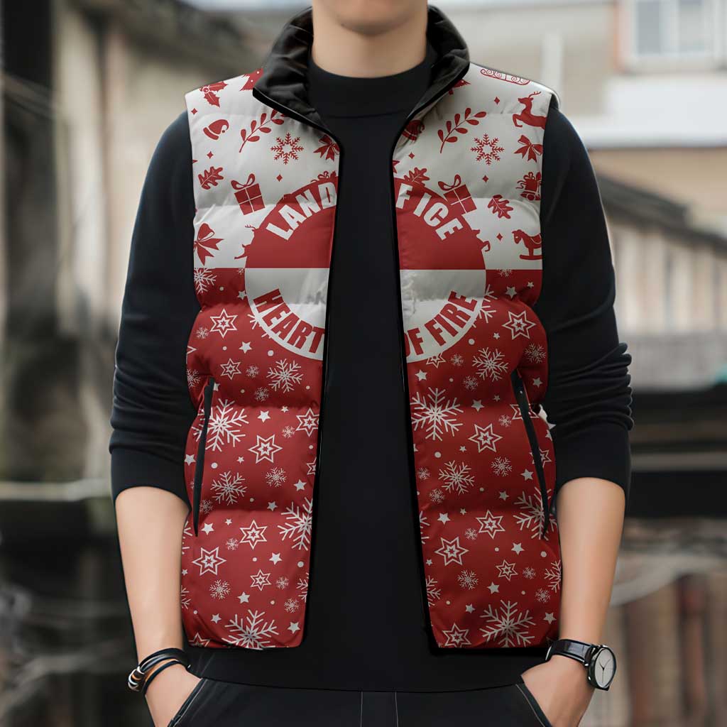Greenland Christmas Sleeveless Puffer Jacket Land of Ice Heart of Fire - Wonder Print Shop
