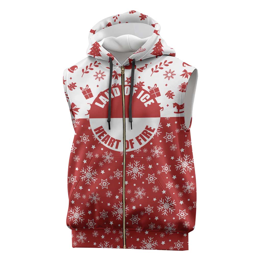 Greenland Christmas Sleeveless Zip Hoodie Land of Ice Heart of Fire - Wonder Print Shop
