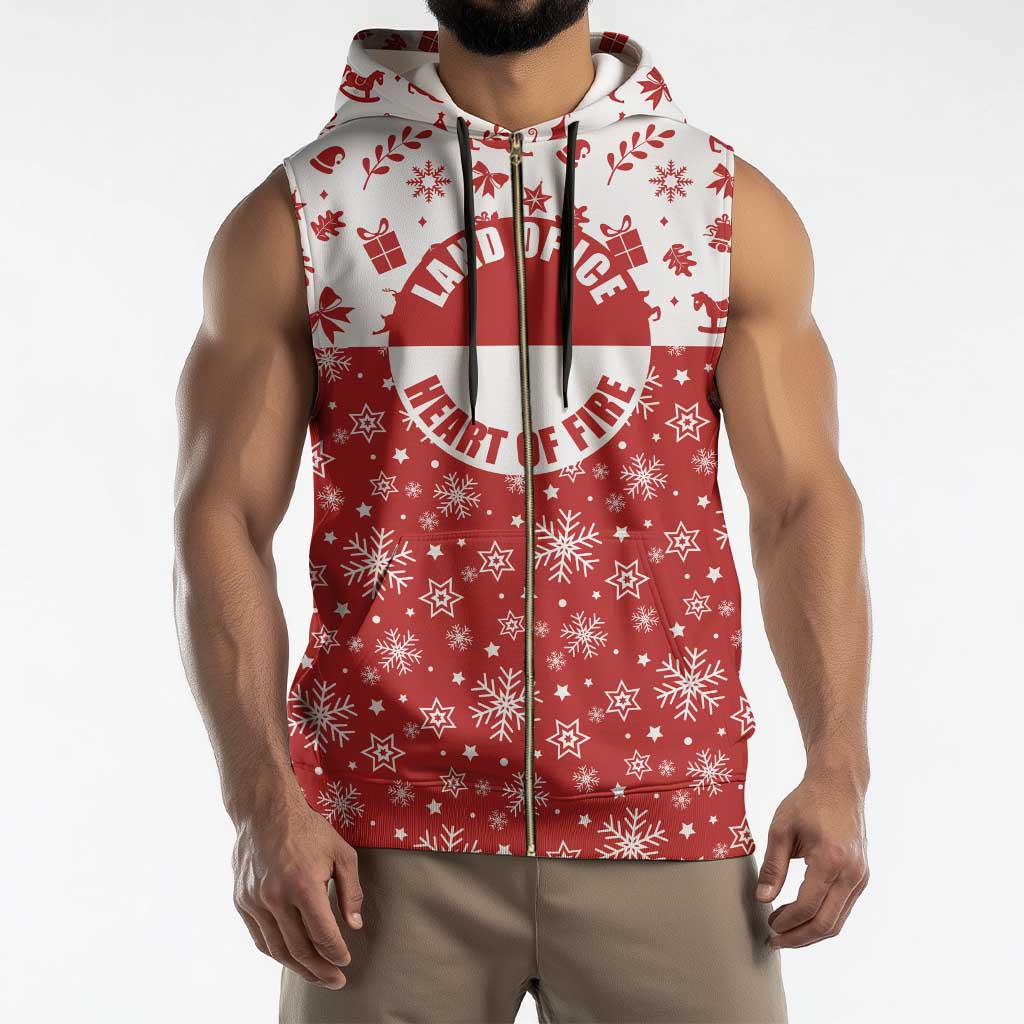 Greenland Christmas Sleeveless Zip Hoodie Land of Ice Heart of Fire - Wonder Print Shop
