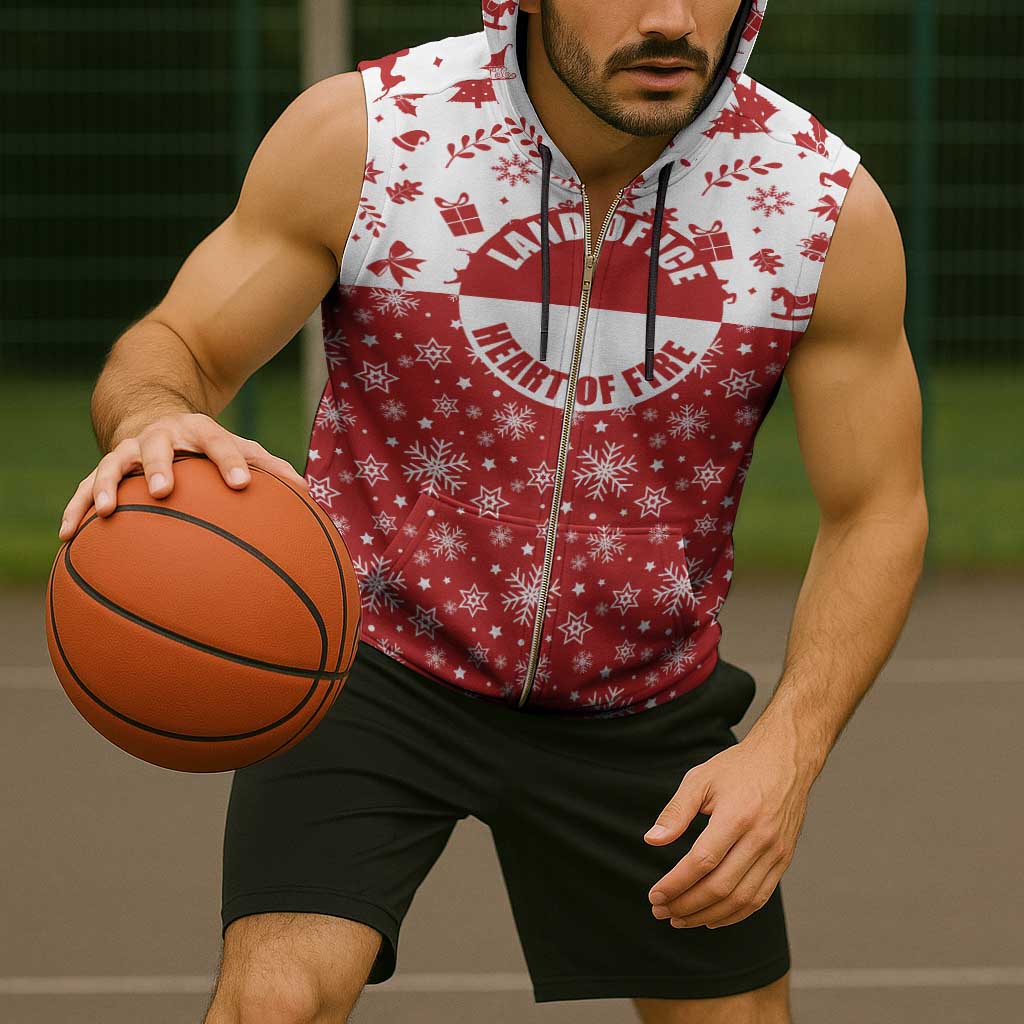 Greenland Christmas Sleeveless Zip Hoodie Land of Ice Heart of Fire - Wonder Print Shop