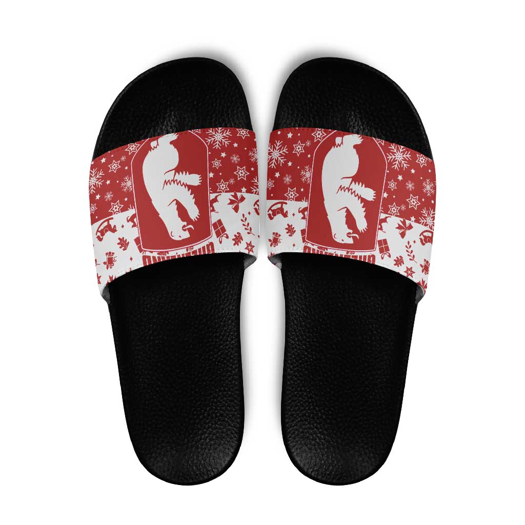 Greenland Christmas Slide Sandals Land of Ice Heart of Fire - Wonder Print Shop
