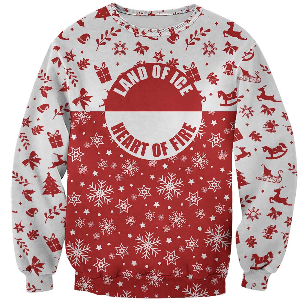 Greenland Christmas Sweatshirt Land of Ice Heart of Fire - Wonder Print Shop