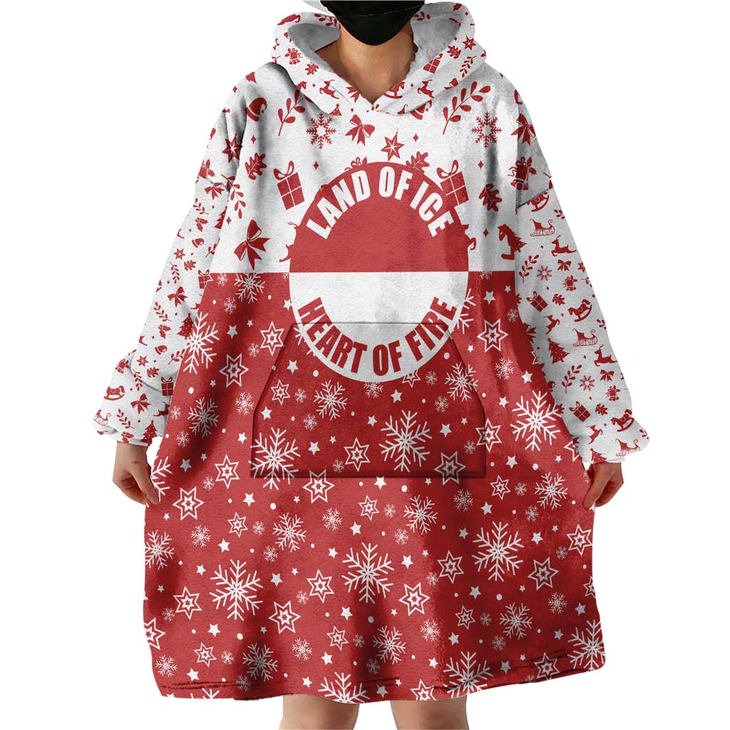 Greenland Christmas Wearable Blanket Hoodie Land of Ice Heart of Fire - Wonder Print Shop