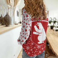 Greenland Christmas Women Casual Shirt Land of Ice Heart of Fire - Wonder Print Shop