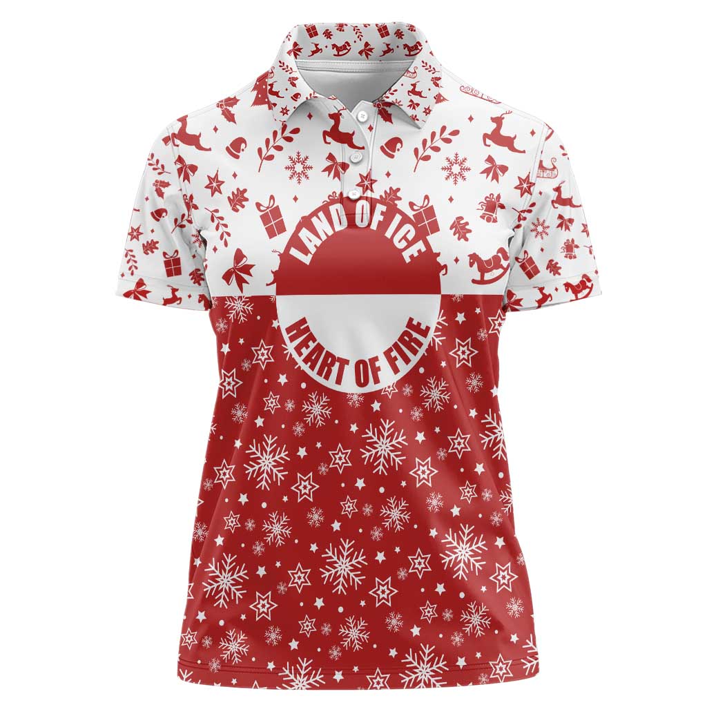 Greenland Christmas Women Polo Shirt Land of Ice Heart of Fire - Wonder Print Shop
