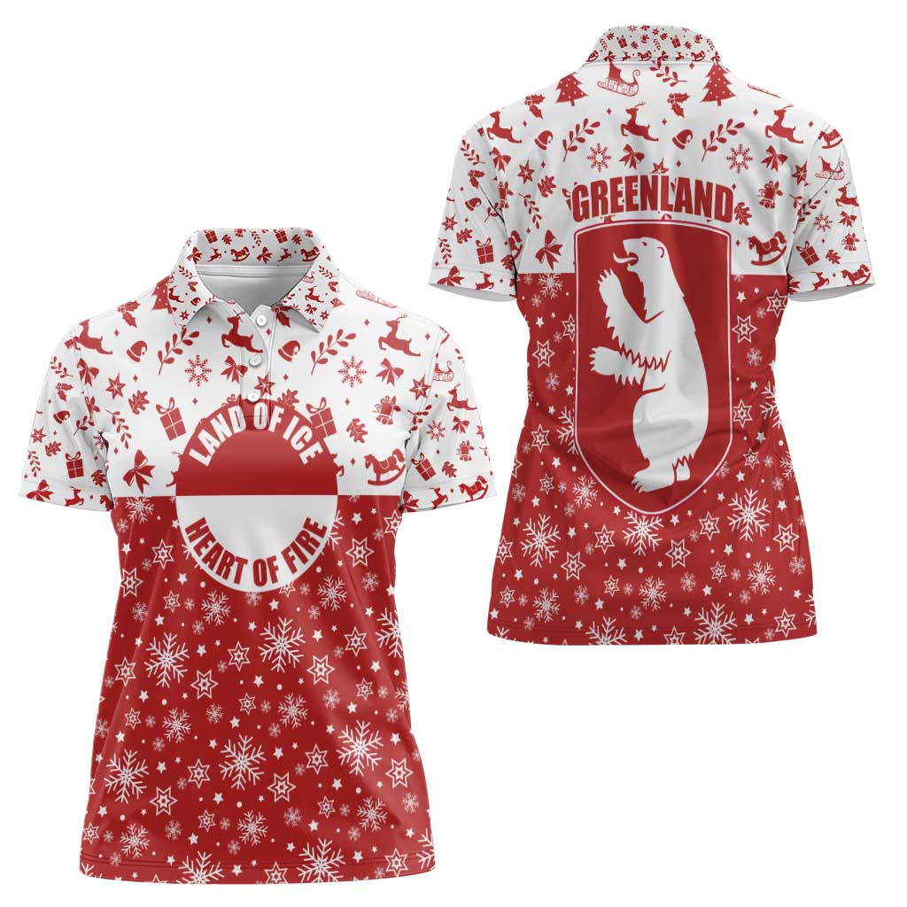 Greenland Christmas Women Polo Shirt Land of Ice Heart of Fire - Wonder Print Shop