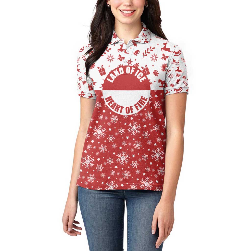 Greenland Christmas Women Polo Shirt Land of Ice Heart of Fire - Wonder Print Shop