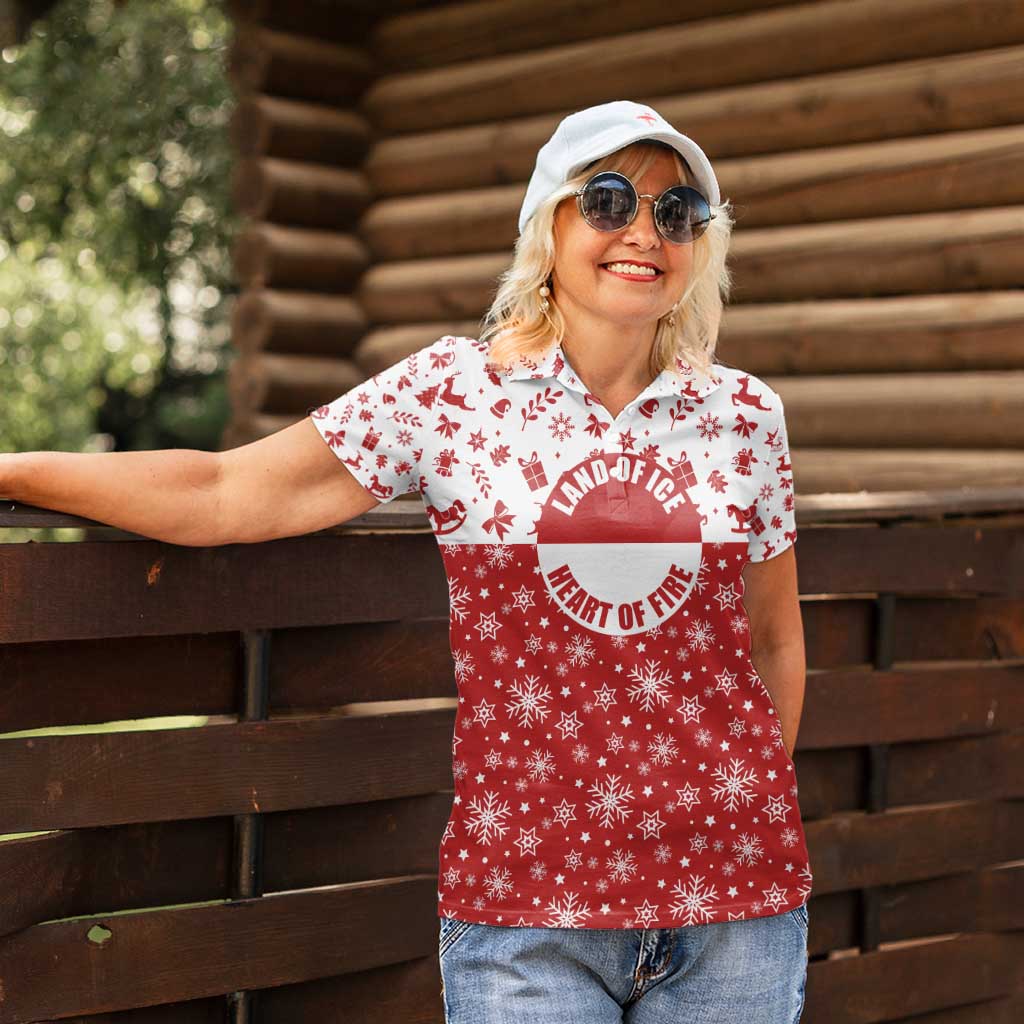 Greenland Christmas Women Polo Shirt Land of Ice Heart of Fire - Wonder Print Shop