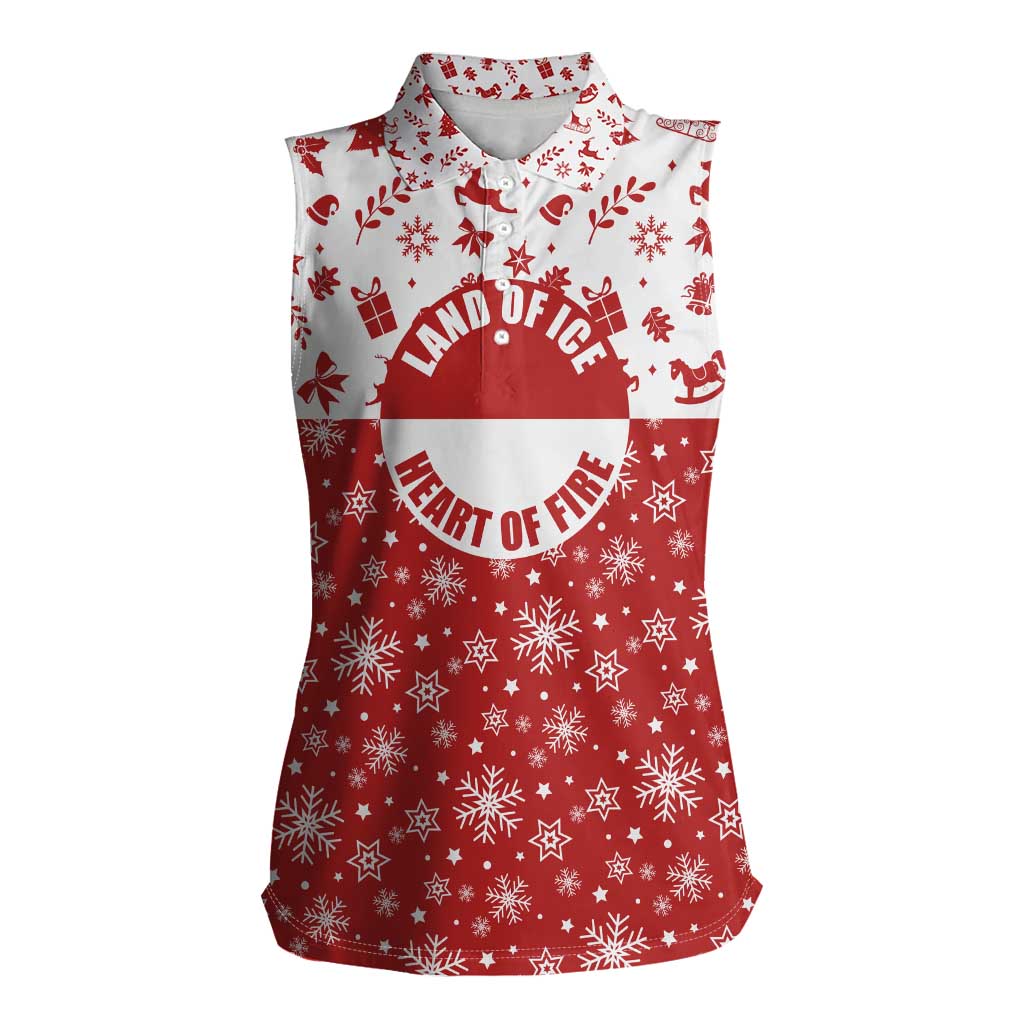 Greenland Christmas Women Sleeveless Polo Shirt Land of Ice Heart of Fire - Wonder Print Shop