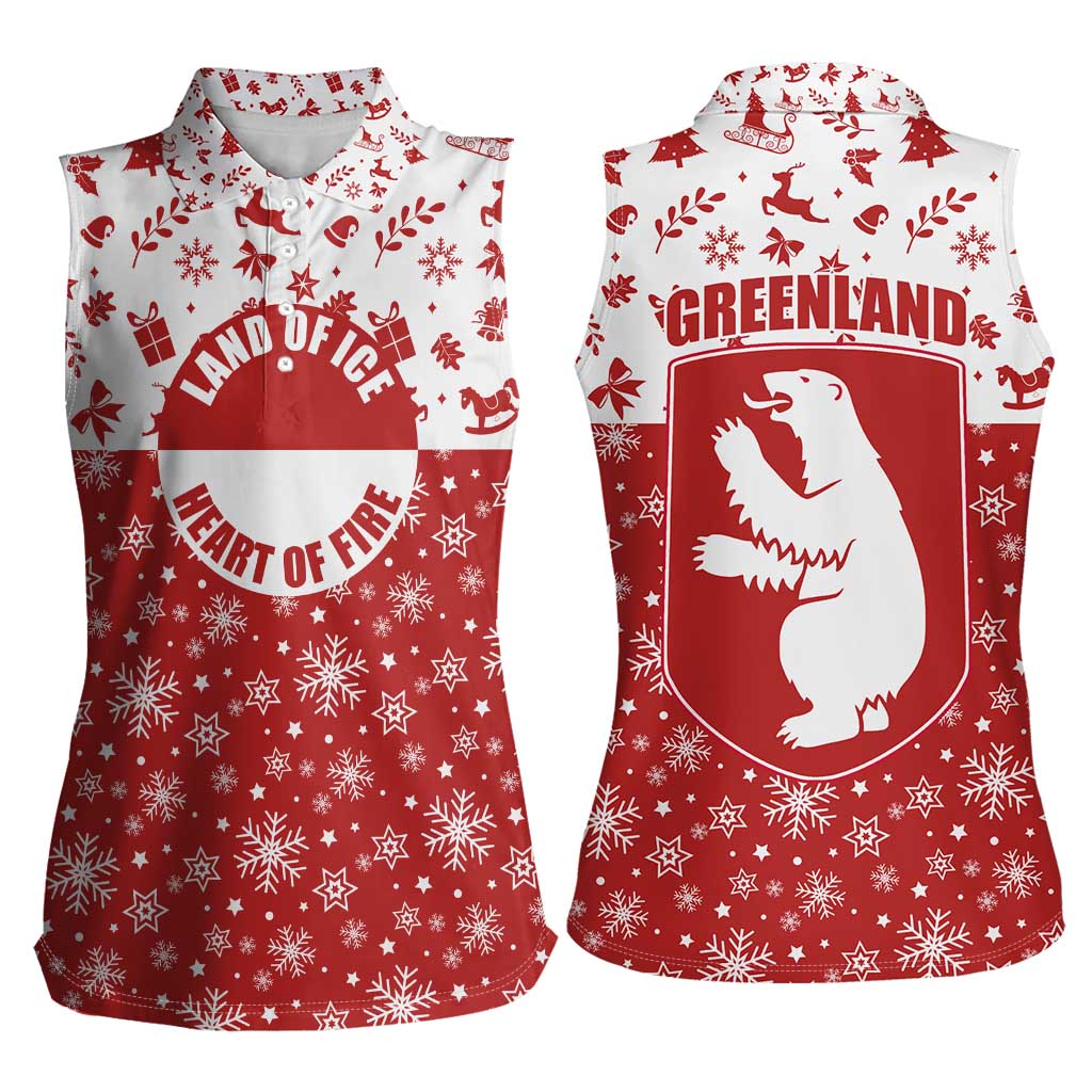 Greenland Christmas Women Sleeveless Polo Shirt Land of Ice Heart of Fire - Wonder Print Shop