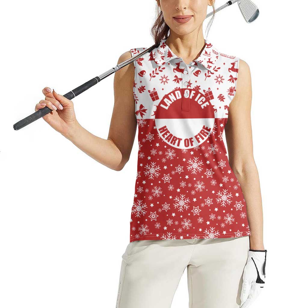 Greenland Christmas Women Sleeveless Polo Shirt Land of Ice Heart of Fire - Wonder Print Shop