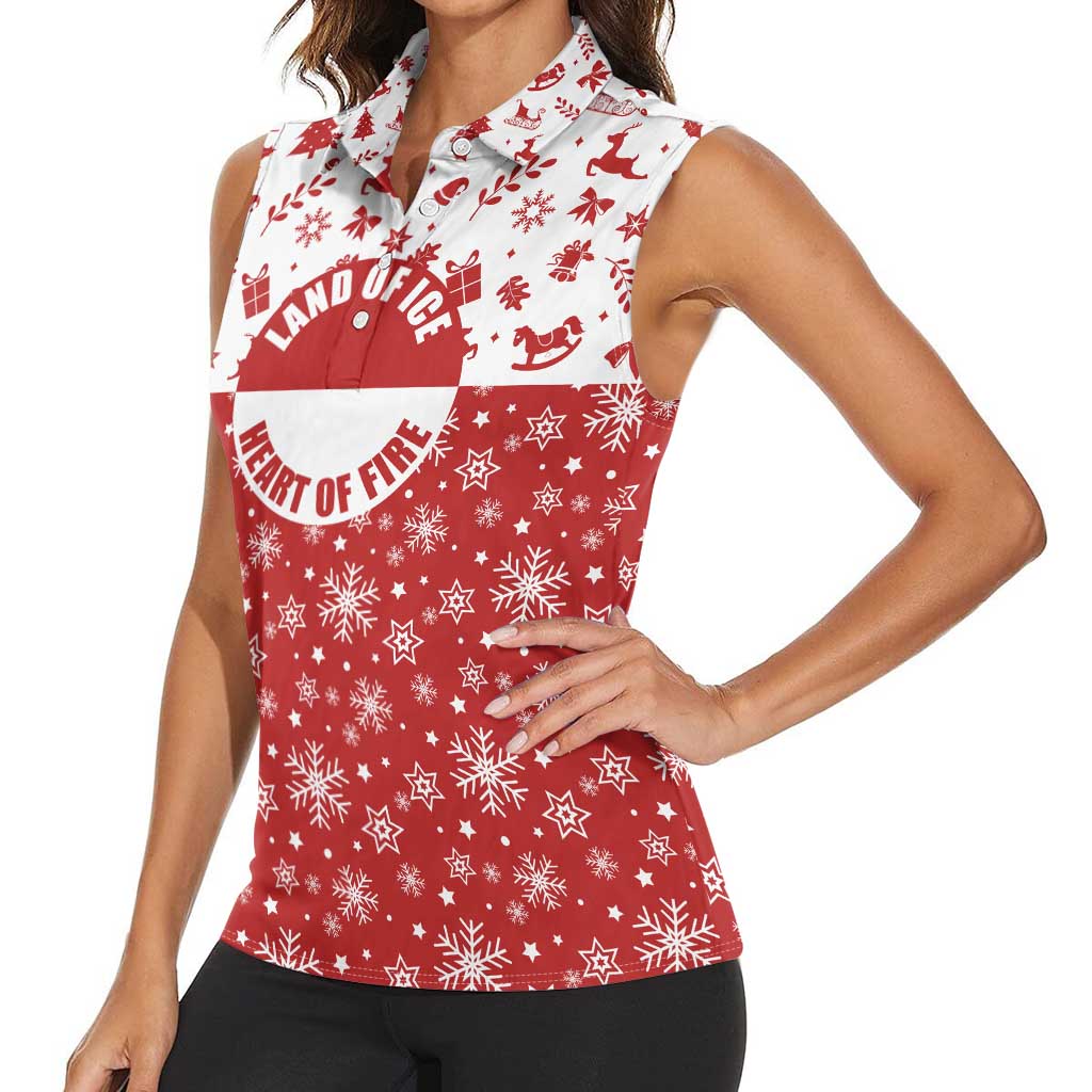 Greenland Christmas Women Sleeveless Polo Shirt Land of Ice Heart of Fire - Wonder Print Shop