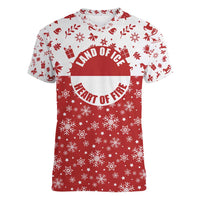 Greenland Christmas Women V-Neck T-Shirt Land of Ice Heart of Fire - Wonder Print Shop