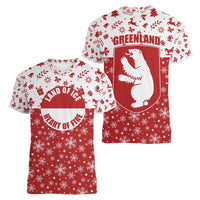 Greenland Christmas Women V-Neck T-Shirt Land of Ice Heart of Fire - Wonder Print Shop
