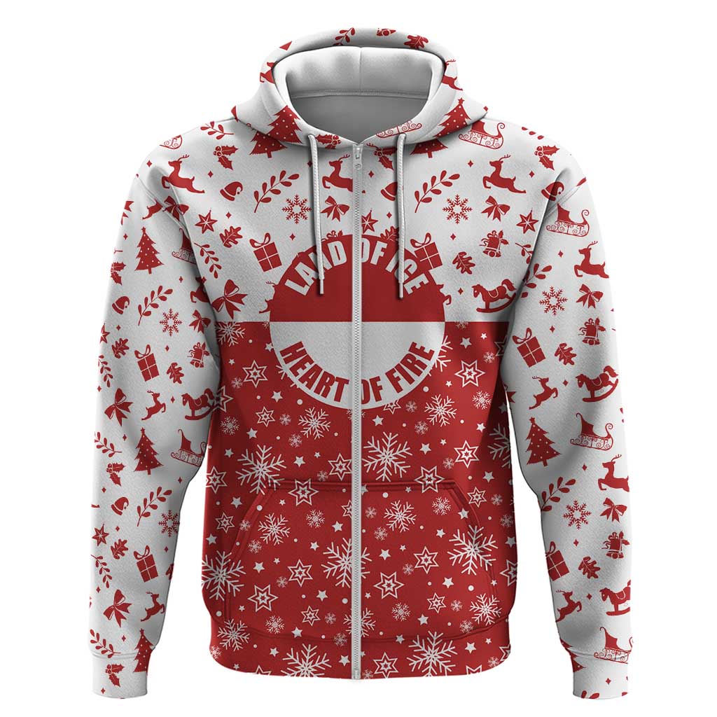 Greenland Christmas Zip Hoodie Land of Ice Heart of Fire - Wonder Print Shop
