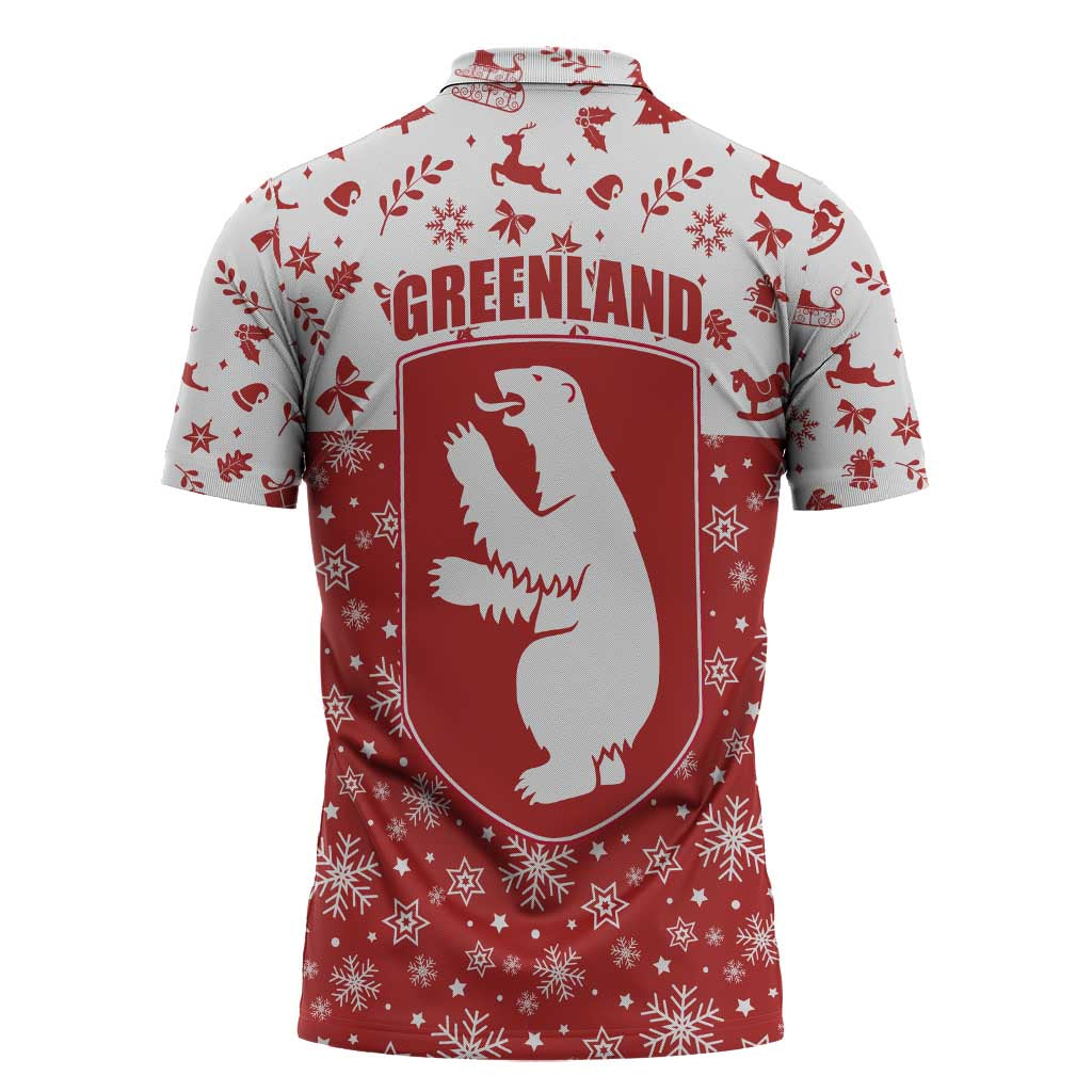 Greenland Christmas Zipper Polo Shirt Land of Ice Heart of Fire - Wonder Print Shop