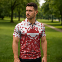 Greenland Christmas Zipper Polo Shirt Land of Ice Heart of Fire - Wonder Print Shop