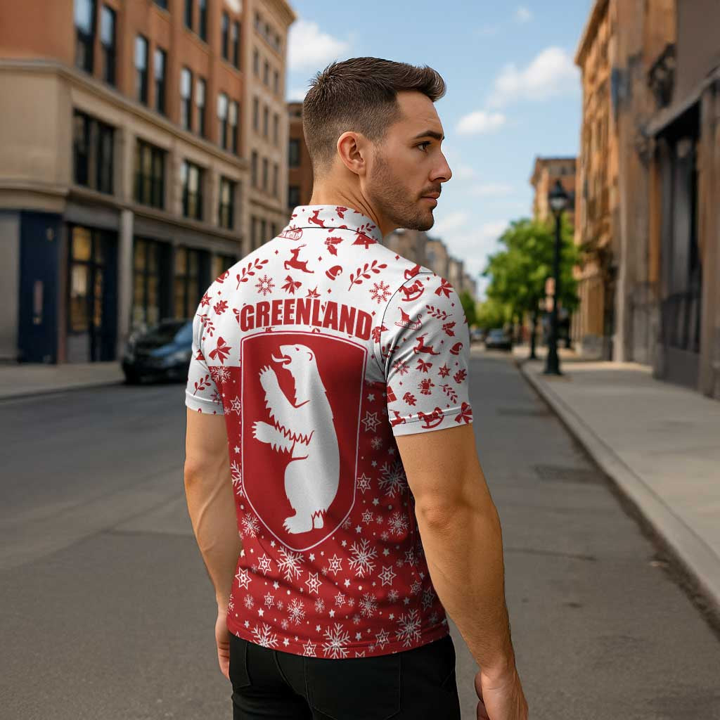 Greenland Christmas Zipper Polo Shirt Land of Ice Heart of Fire - Wonder Print Shop
