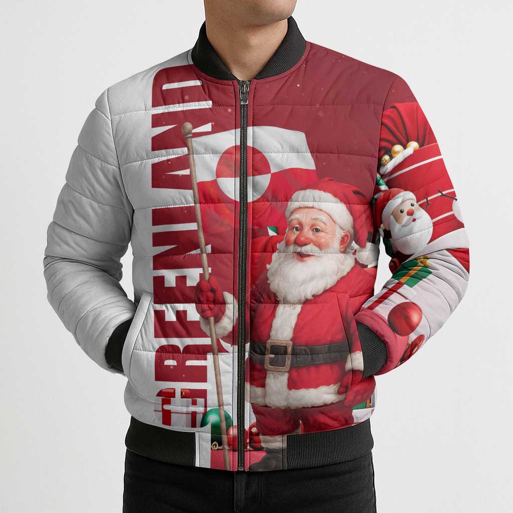 Greenland Santa Christmas Bomber Puffer Jacket Nordic Holiday Pride Design - Wonder Print Shop