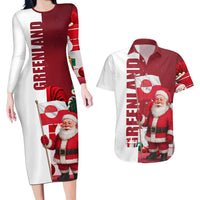 Greenland Santa Christmas Couples Matching Long Sleeve Bodycon Dress and Hawaiian Shirt Nordic Holiday Pride Design - Wonder Print Shop