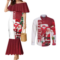 Greenland Santa Christmas Couples Matching Mermaid Dress and Long Sleeve Button Shirt Nordic Holiday Pride Design - Wonder Print Shop