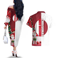 Greenland Santa Christmas Couples Matching Off The Shoulder Long Sleeve Dress and Hawaiian Shirt Nordic Holiday Pride Design - Wonder Print Shop