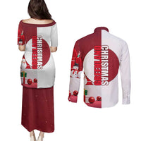 Greenland Santa Christmas Couples Matching Puletasi and Long Sleeve Button Shirt Nordic Holiday Pride Design - Wonder Print Shop