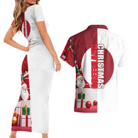 Greenland Santa Christmas Couples Matching Short Sleeve Bodycon Dress and Hawaiian Shirt Nordic Holiday Pride Design - Wonder Print Shop