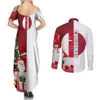 Greenland Santa Christmas Couples Matching Summer Maxi Dress and Long Sleeve Button Shirt Nordic Holiday Pride Design - Wonder Print Shop