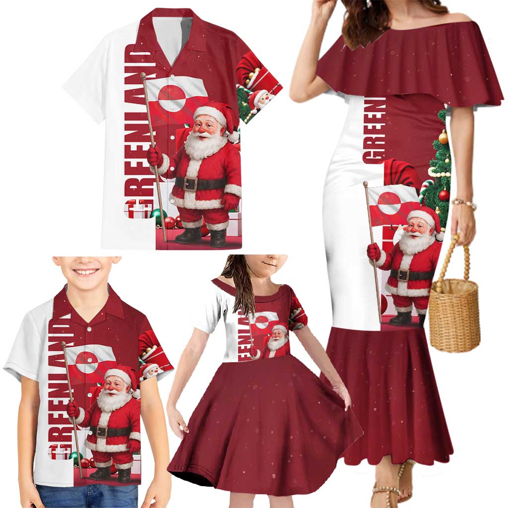 Greenland Santa Christmas Family Matching Mermaid Dress and Hawaiian Shirt Nordic Holiday Pride Design - Wonder Print Shop