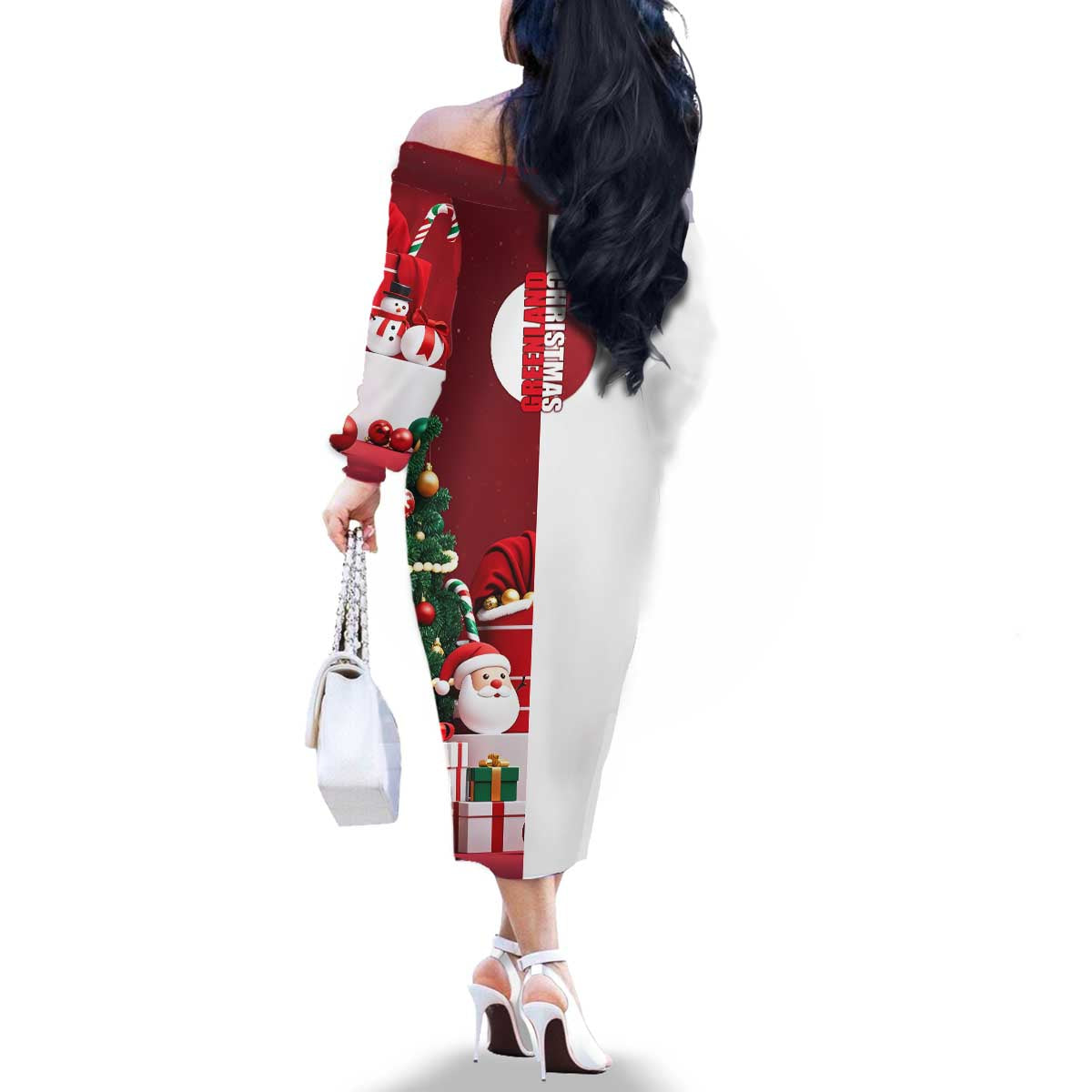 Greenland Santa Christmas Family Matching Off The Shoulder Long Sleeve Dress and Hawaiian Shirt Nordic Holiday Pride Design - Wonder Print Shop