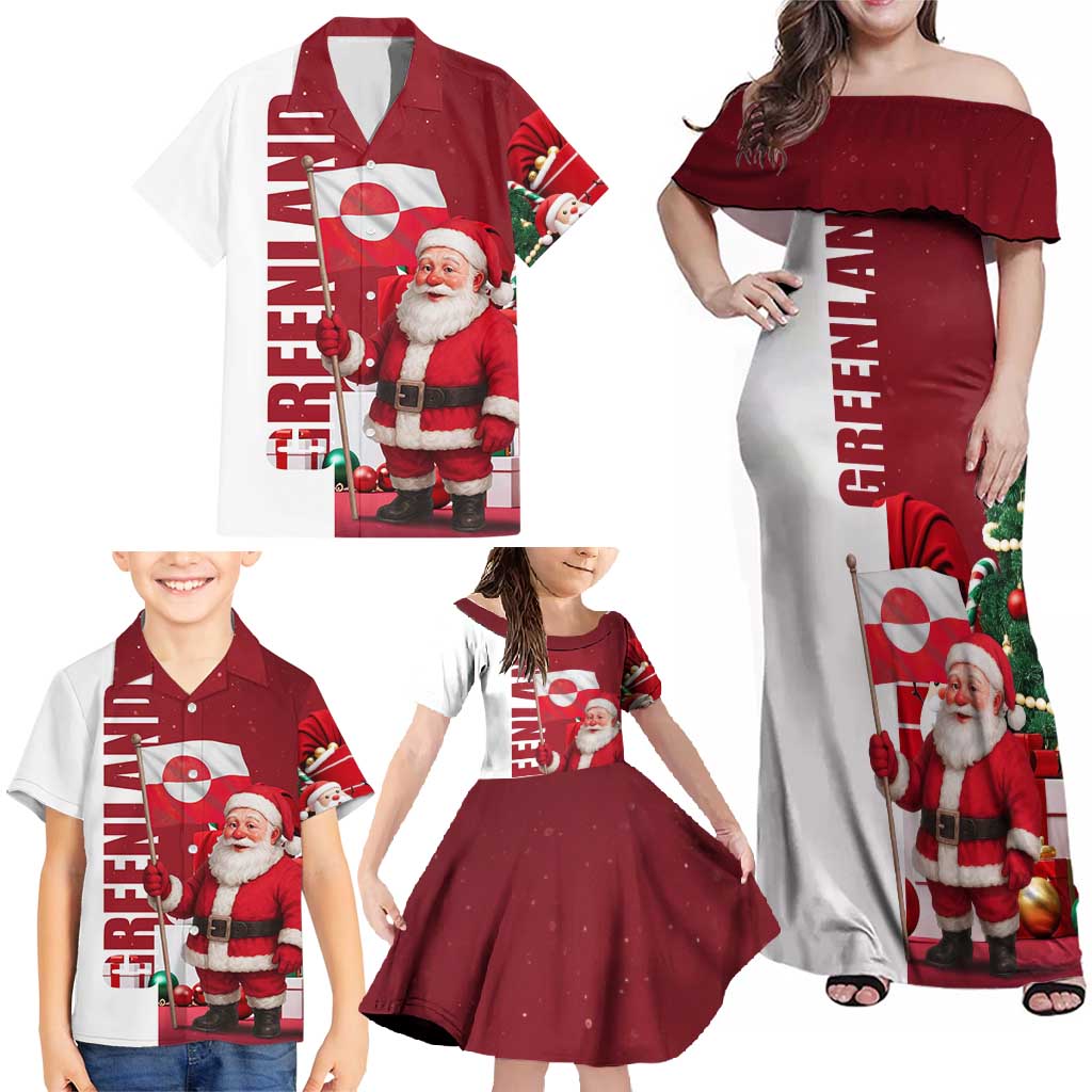 Greenland Santa Christmas Family Matching Off Shoulder Maxi Dress and Hawaiian Shirt Nordic Holiday Pride Design - Wonder Print Shop