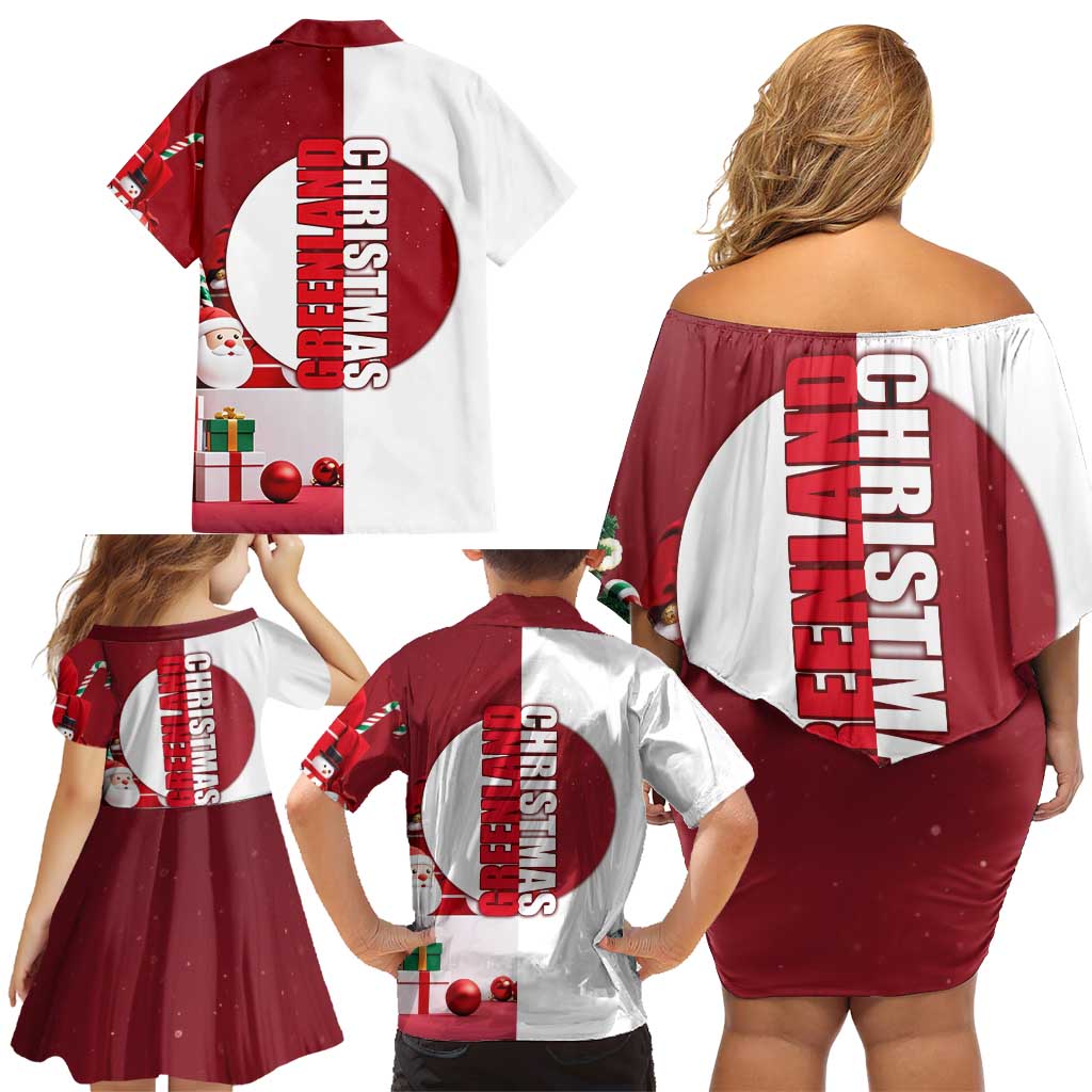 Greenland Santa Christmas Family Matching Off Shoulder Short Dress and Hawaiian Shirt Nordic Holiday Pride Design - Wonder Print Shop