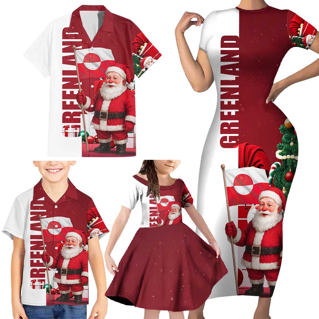 Greenland Santa Christmas Family Matching Short Sleeve Bodycon Dress and Hawaiian Shirt Nordic Holiday Pride Design - Wonder Print Shop