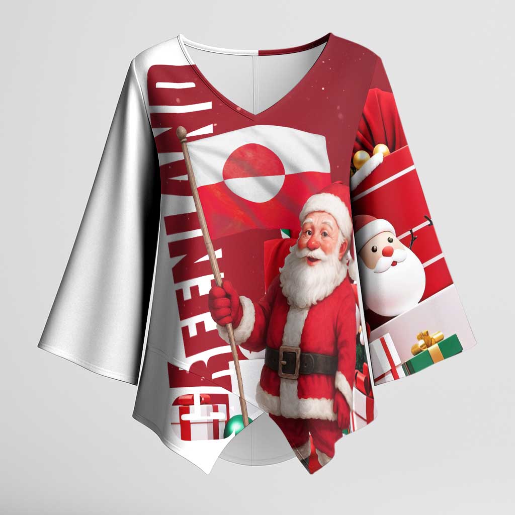 Greenland Santa Christmas Kimono Sleeve Blouse Nordic Holiday Pride Design - Wonder Print Shop