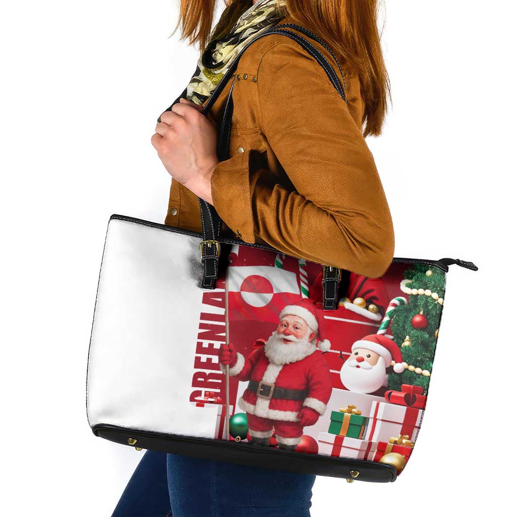 Greenland Santa Christmas Leather Tote Bag Nordic Holiday Pride Design - Wonder Print Shop