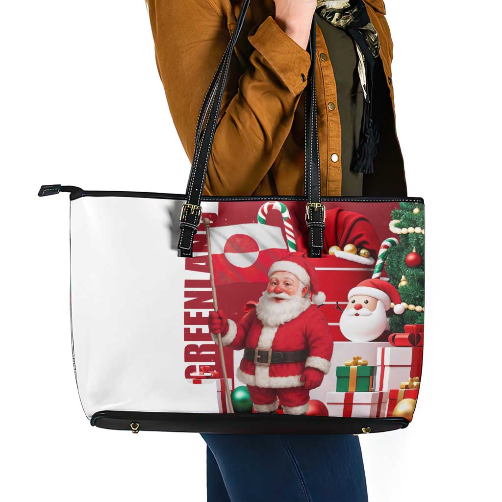 Greenland Santa Christmas Leather Tote Bag Nordic Holiday Pride Design - Wonder Print Shop