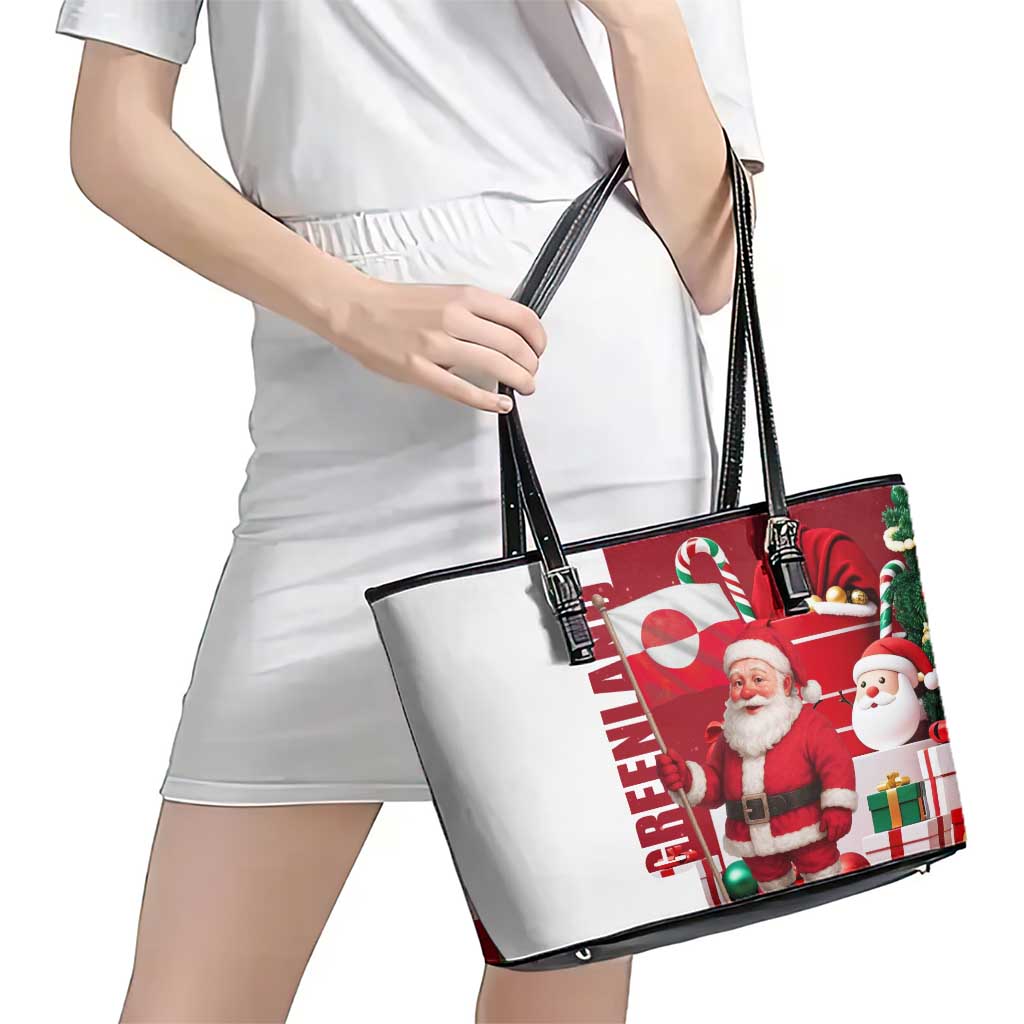 Greenland Santa Christmas Leather Tote Bag Nordic Holiday Pride Design - Wonder Print Shop