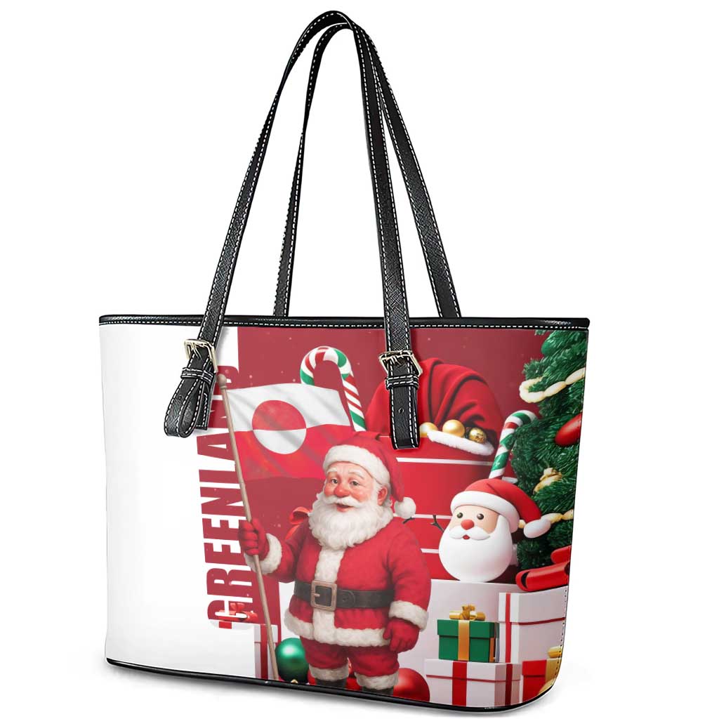 Greenland Santa Christmas Leather Tote Bag Nordic Holiday Pride Design - Wonder Print Shop