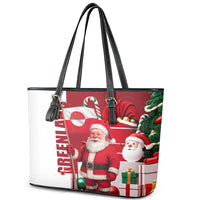 Greenland Santa Christmas Leather Tote Bag Nordic Holiday Pride Design - Wonder Print Shop