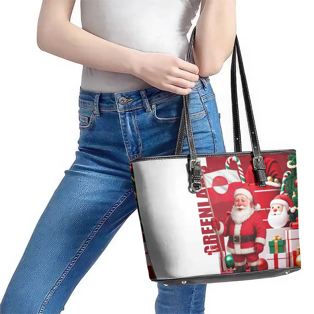 Greenland Santa Christmas Leather Tote Bag Nordic Holiday Pride Design - Wonder Print Shop