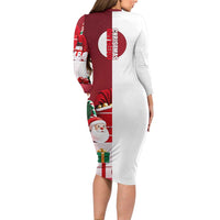 Greenland Santa Christmas Long Sleeve Bodycon Dress Nordic Holiday Pride Design - Wonder Print Shop