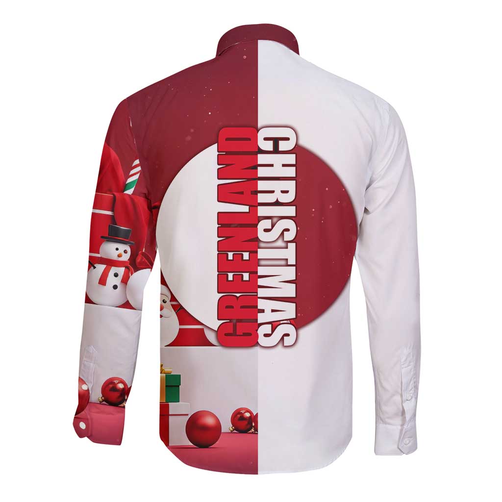 Greenland Santa Christmas Long Sleeve Button Shirt Nordic Holiday Pride Design - Wonder Print Shop