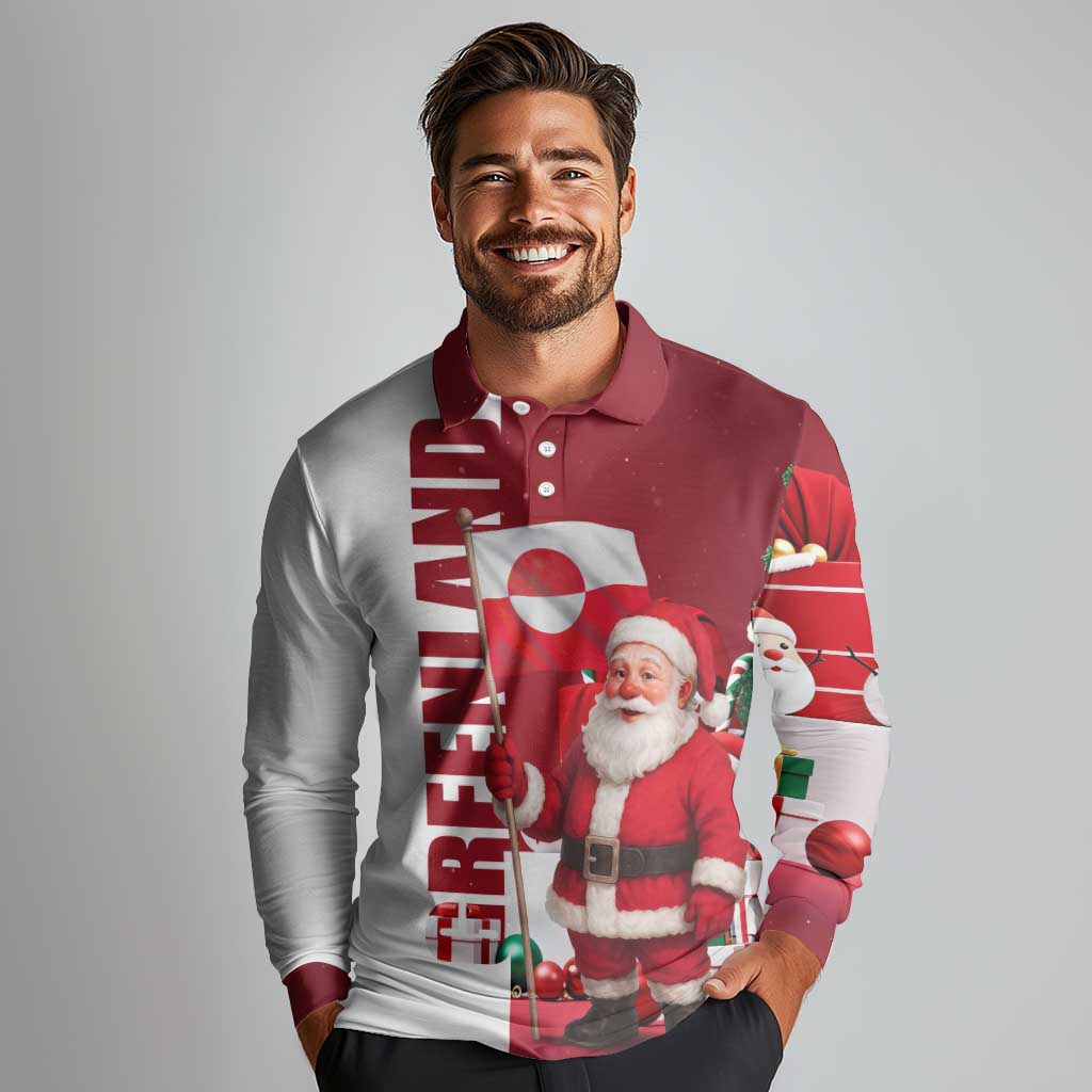 Greenland Santa Christmas Long Sleeve Polo Shirt Nordic Holiday Pride Design - Wonder Print Shop