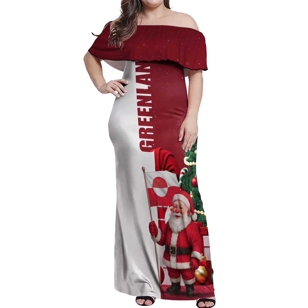 Greenland Santa Christmas Off Shoulder Maxi Dress Nordic Holiday Pride Design - Wonder Print Shop