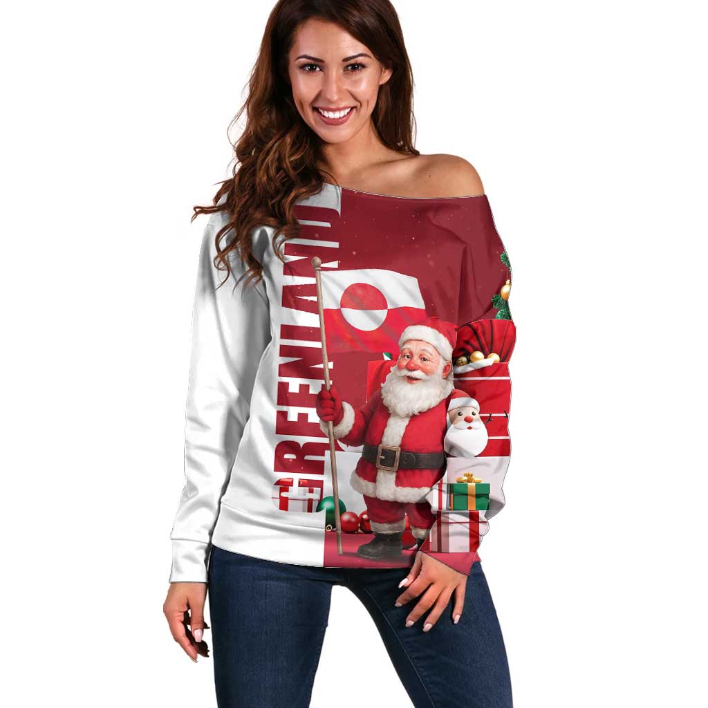 Greenland Santa Christmas Off Shoulder Sweater Nordic Holiday Pride Design - Wonder Print Shop