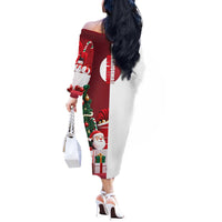 Greenland Santa Christmas Off The Shoulder Long Sleeve Dress Nordic Holiday Pride Design - Wonder Print Shop