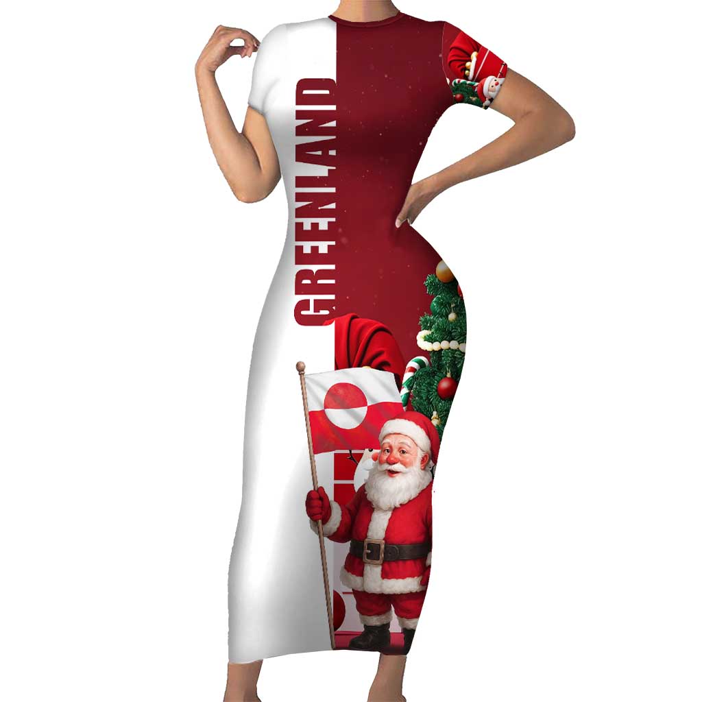 Greenland Santa Christmas Short Sleeve Bodycon Dress Nordic Holiday Pride Design - Wonder Print Shop